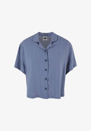 Chemise bleue à manches courtes avec boutons, rayures blanches verticales et col large, taille XS, de Urban Classics.