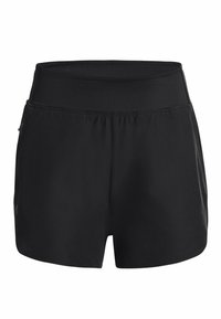 Svarta idrottsshorts med en bred elastisk midja, två sidfickor och ett lätt, strukturerat tyg för andningsförmåga.