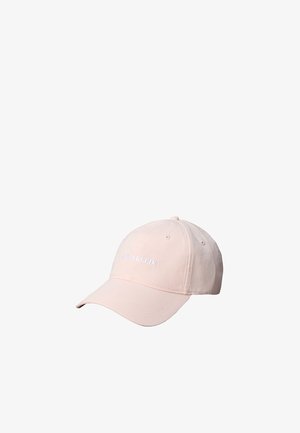 Hellrosa Baseballkappe mit gebogenem Schirm und kleinem, besticktem Calvin Klein-Logo vorne in der Mitte.