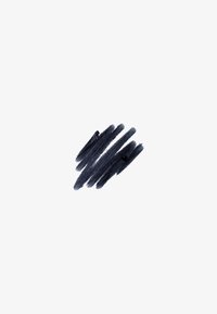 Mörkblå målarstråk på en vit bakgrund, varierande i bredd med en jämn, något glänsande textur.