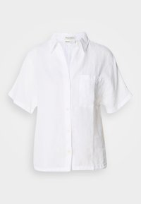 BLOUSE SHIRT COLLAR SHORT SLEEVE CHEST POCKET SOLID - Camicia - white
