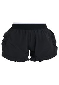 Svarta volangshorts med elastisk midja och sidofickor. Tillverkade av lätt material med en mjuk yta.
