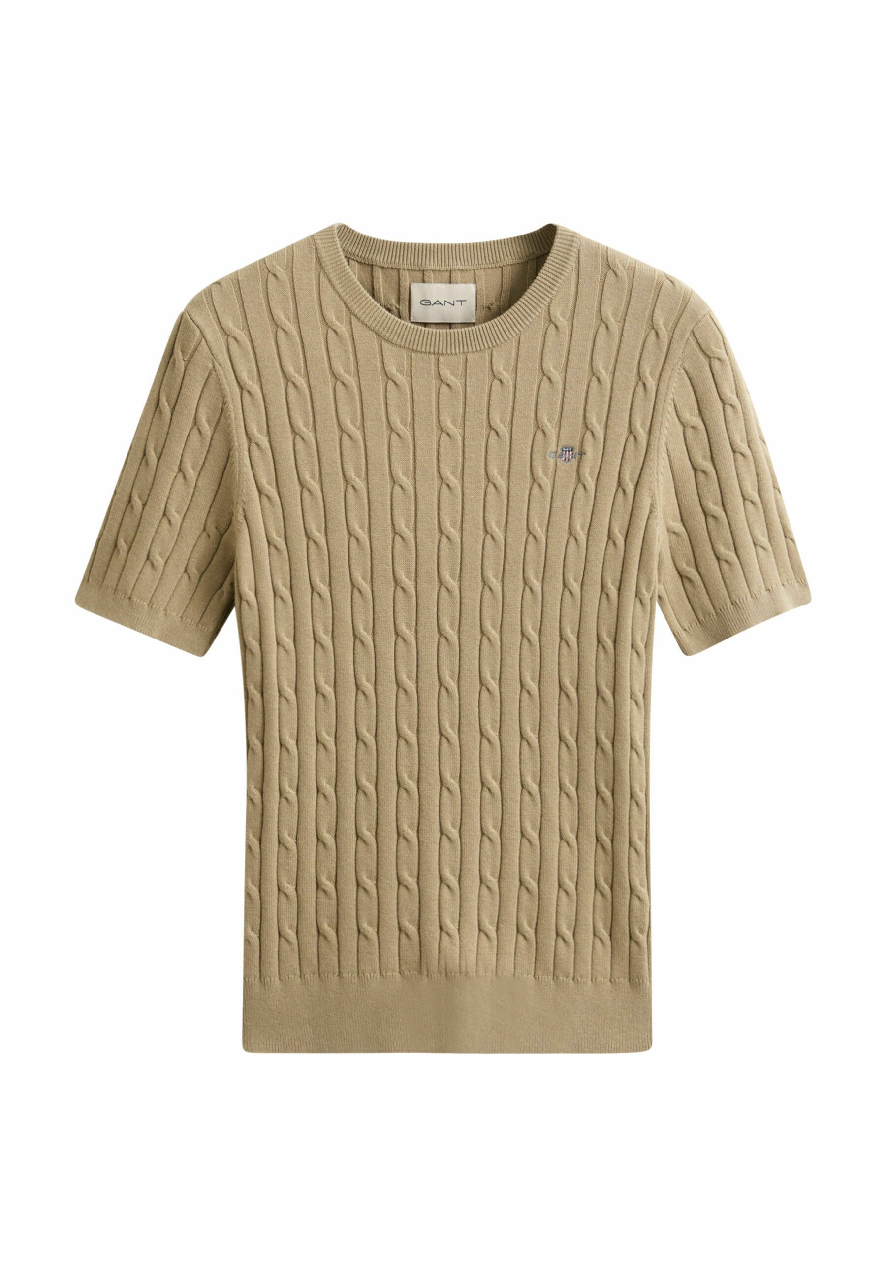 GANT STRETCH CABLE - Triko s potiskem - oat beige