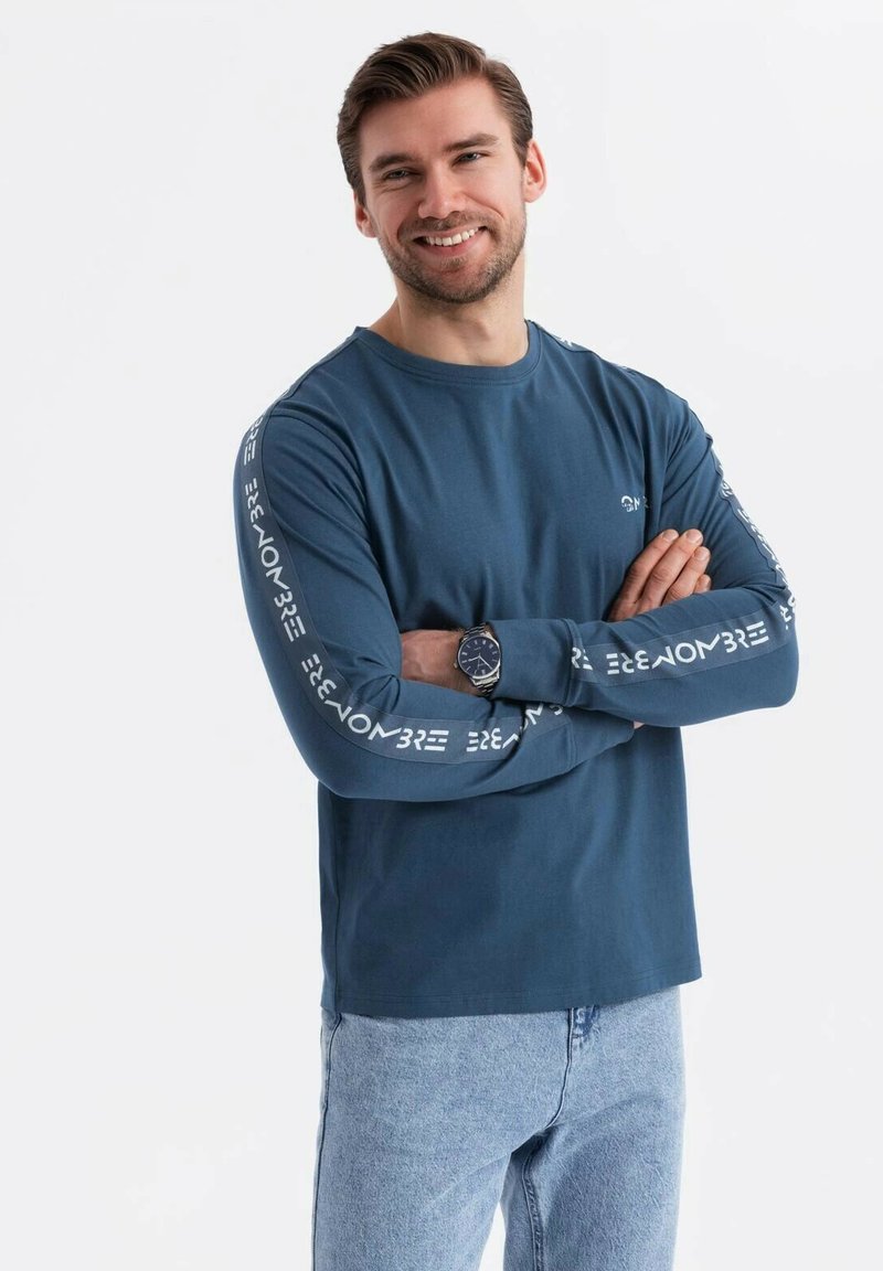 Ombre - LONGSLEEVE WITH STRIPES AND PRINT - Print T-shirt - dark blue, Enlarge