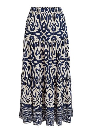 Cupshe, BOHEMIAN PRINTED MAXI SKIRT WITH CHEVRON HEM - Jupe longue - dark blue beige