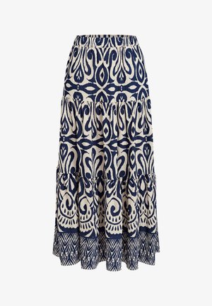 Cupshe, BOHEMIAN PRINTED MAXI SKIRT WITH CHEVRON HEM - Jupe longue - dark blue beige