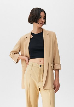 BASIC ROLLED-UP SLEEVE BLAZER - Blazer - brown