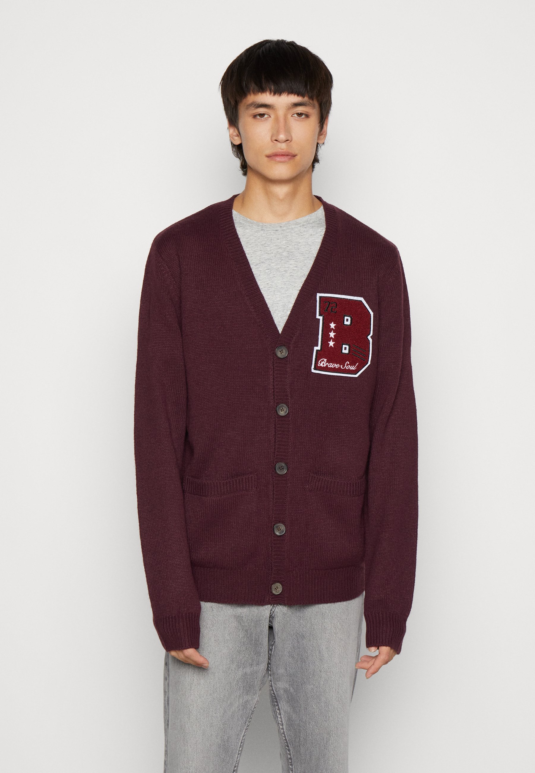 Brave Soul Septimus Cardigan Deep Maroon, Men's, Size: XL, Red