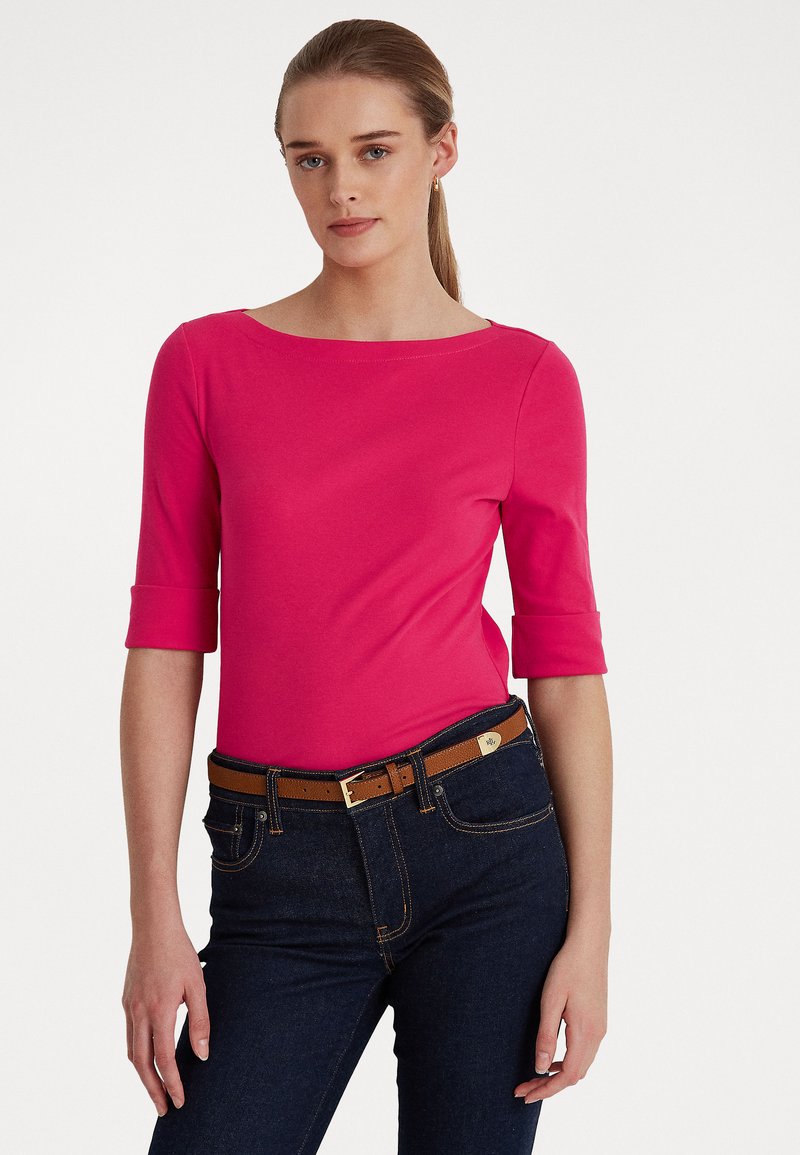 Lauren Ralph Lauren STRETCH COTTON BOATNECK TEE - T-shirt basic - sport pink