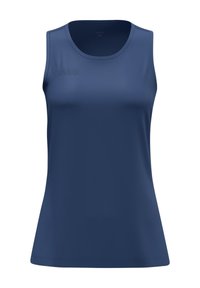 Débardeur bleu marine en tissu lisse et léger. Présente un col rond et un ourlet légèrement évasé pour faciliter les mouvements. Logo JAKO affiché.