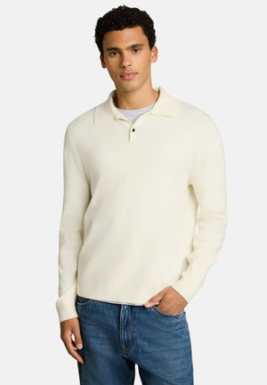 TOM TAILOR, SOFT KNITTED POLO - Poloshirt - gardenia white