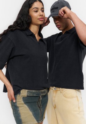 YOURTURN, OPEN COLLAR BOXY FIT POLO - Polo - dark grey