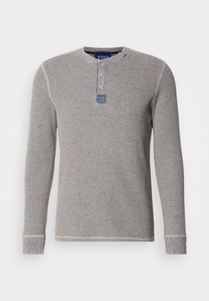 Scotch & Soda LONG SLEEVE HENLEY WITH CHAMBRAY DETAILS - T-shirt à manches longues - grey melange