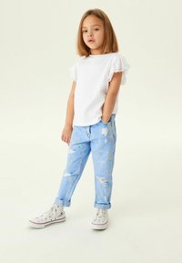 Next BRODERIE FRILL SLEEVE - REGULAR FIT - Triko s potiskem - white