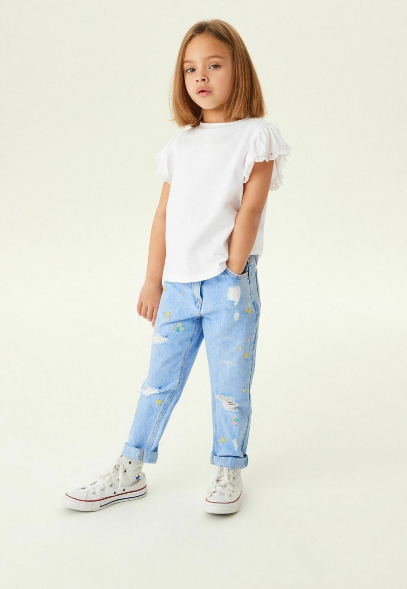 Next BRODERIE FRILL SLEEVE - REGULAR FIT - Triko s potiskem - white