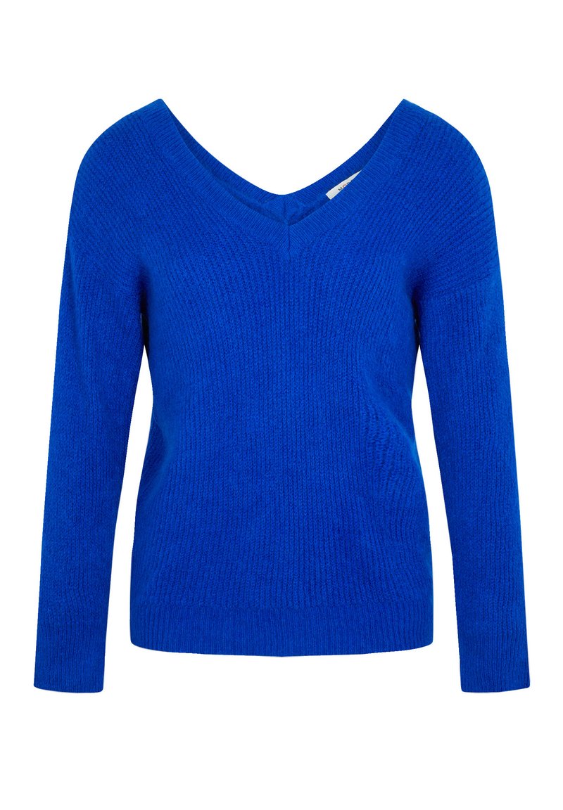 Pull col v en coton mélangé M Bleu Morgan Femme