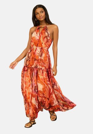 Lipsy, REGULAR FIT - HALTER MARBLE DETAIL MAXI DRESS . - Maxi dress - pink snake print