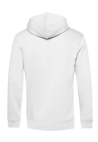 Hoodie blanc avec capuche à cordon, manches longues et poignets côtelés. Fabriqué à partir d'un tissu doux avec une texture lisse et sans logos visibles.