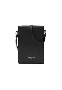 Black leather crossbody bag with a rectangular shape, featuring a shoulder strap and the brand name "LIEBESKIND BERLIN" embossed on the front.