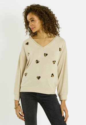 CŒURS IMPRIMÉ LÉOPARD - Jersey de punto - beige