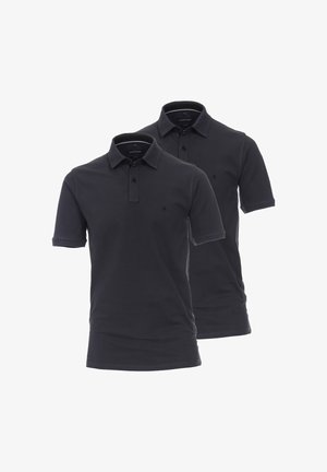 To sorte polo-shirts i bomuld med knapkrave, korte ærmer og et lille broderet logo på brystet.