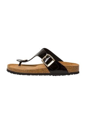 Tamaris, T-bar sandals - black patent