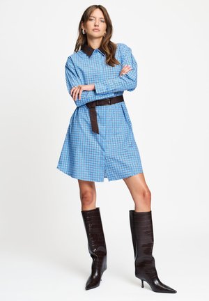 POM Amsterdam, DRESS - INDY CHECK SAPPHIRE BLUE - Blousejurk - blue