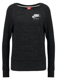 Černý dlouhý rukáv Nike mikina s bílým logem "Nike" a textem "Just Do It" na hrudi, kulatý výstřih a pružné manžety.