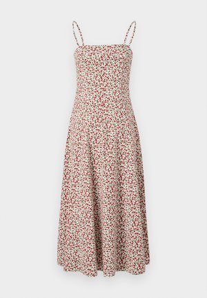 Abercrombie & Fitch CHASE STRAPLESS MIDI DRESS - Denní šaty - red