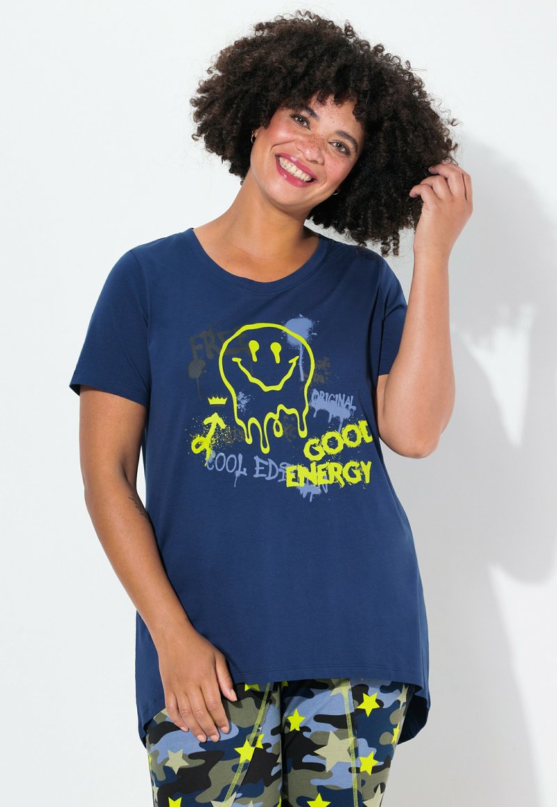 Angel of Style SMILEY HALF SLEEVES - Camiseta estampada - dark blue