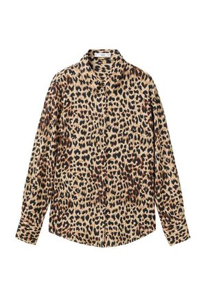 Lange mouwen button-up shirt met een klassieke kraag, voorzien van een bruine en zwarte luipaardprint.