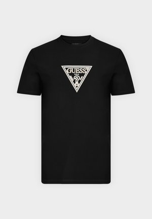 Guess, CN SS MID TRIANGLE HD PRINT TE - T-Shirt print - jet black