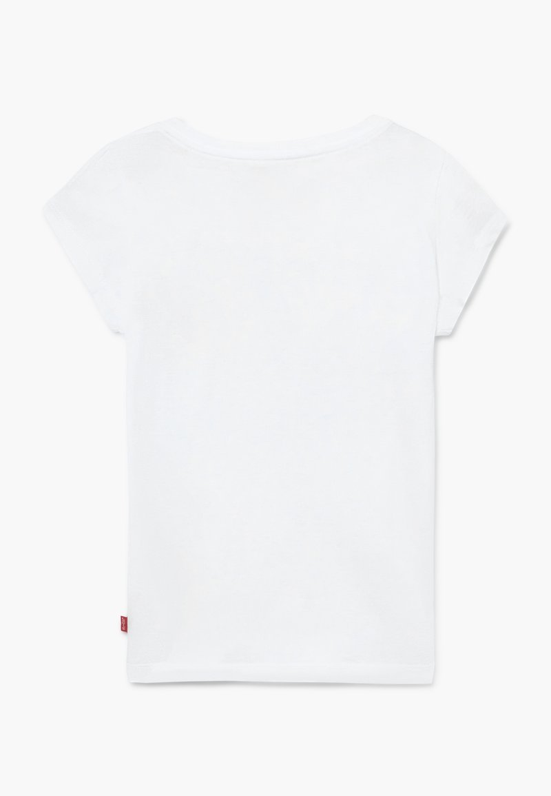 T-shirt bianco in cotone con maniche corte, scollatura arrotondata e orlo dritto. Presenta un piccolo etichetta rossa sulla cucitura laterale.