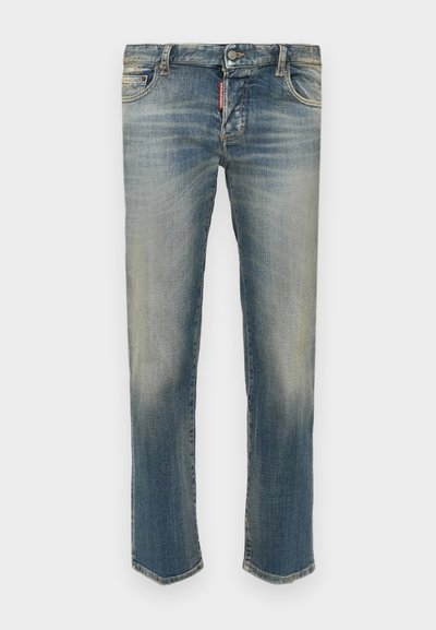 Μπλε τζιν denim με σχεδιασμό ευθείας γραμμής, ελαφρώς φθαρμένο και με διακριτικό ξεθώριασμα. Διαθέτει κλασική 5τσεπη διάταξη και φερμουάρ στο πλάι.