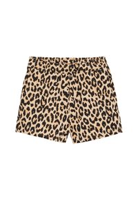 Béžové kraťasy s leopardím potiskem a černým vzorem. Mají elastický pas a rovný střih. Měkká látka s jemnou texturou.