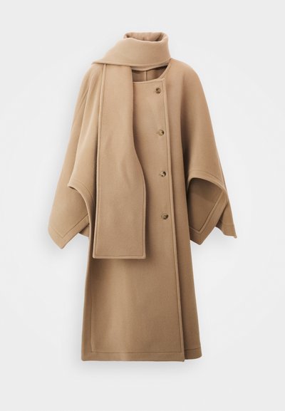 A.W.A.K.E. MODE OPEN SLEEVE PONCHO COAT WITH SCARF DETAIL - Plašt - beige
