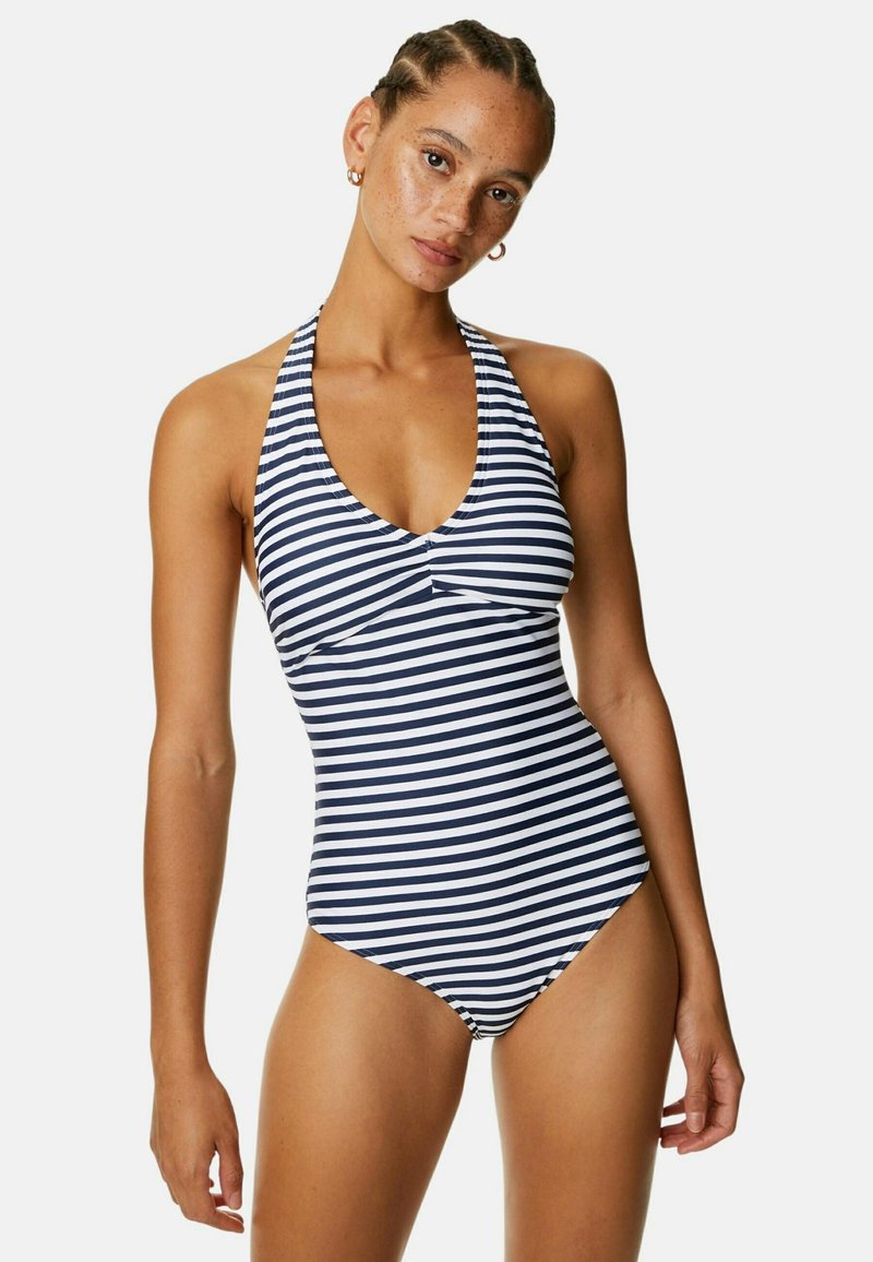 Marks & Spencer PRINTED HALTERNECK Plavky white mix/špinavě bílá