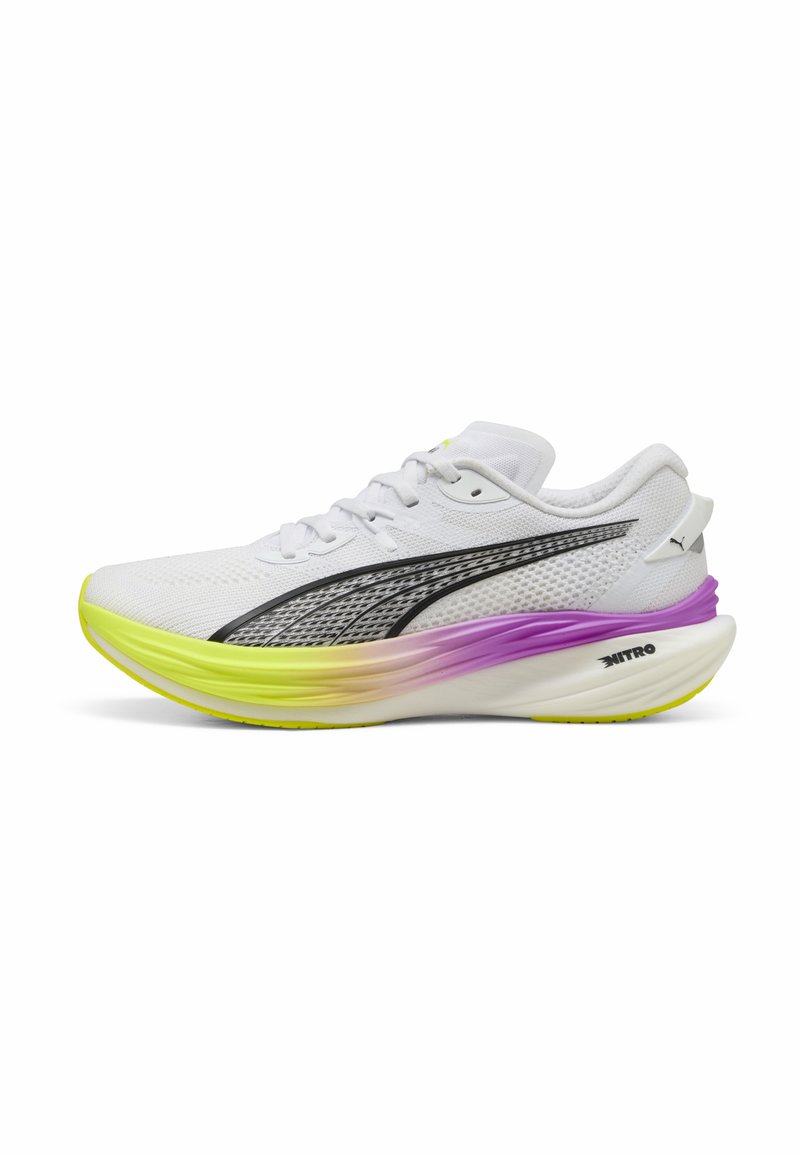 Puma DEVIATE NITRO™ 3  - Väglöparskor - white yellow alert pure magenta
