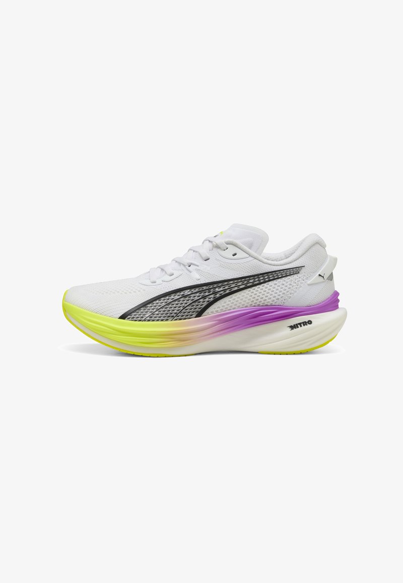 Puma DEVIATE NITRO 3 - Chaussures de running sur route - white yellow alert pure magenta
