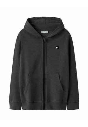 NKMVIMO LS CARD BRU NOOS - Športna jopa s kapuco na zadrgo - dark grey melange