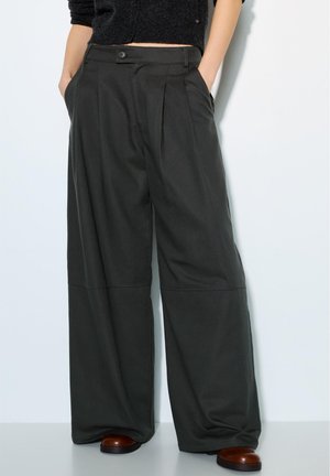 WIDE-LEG DARTED - Stoffhose - dark grey