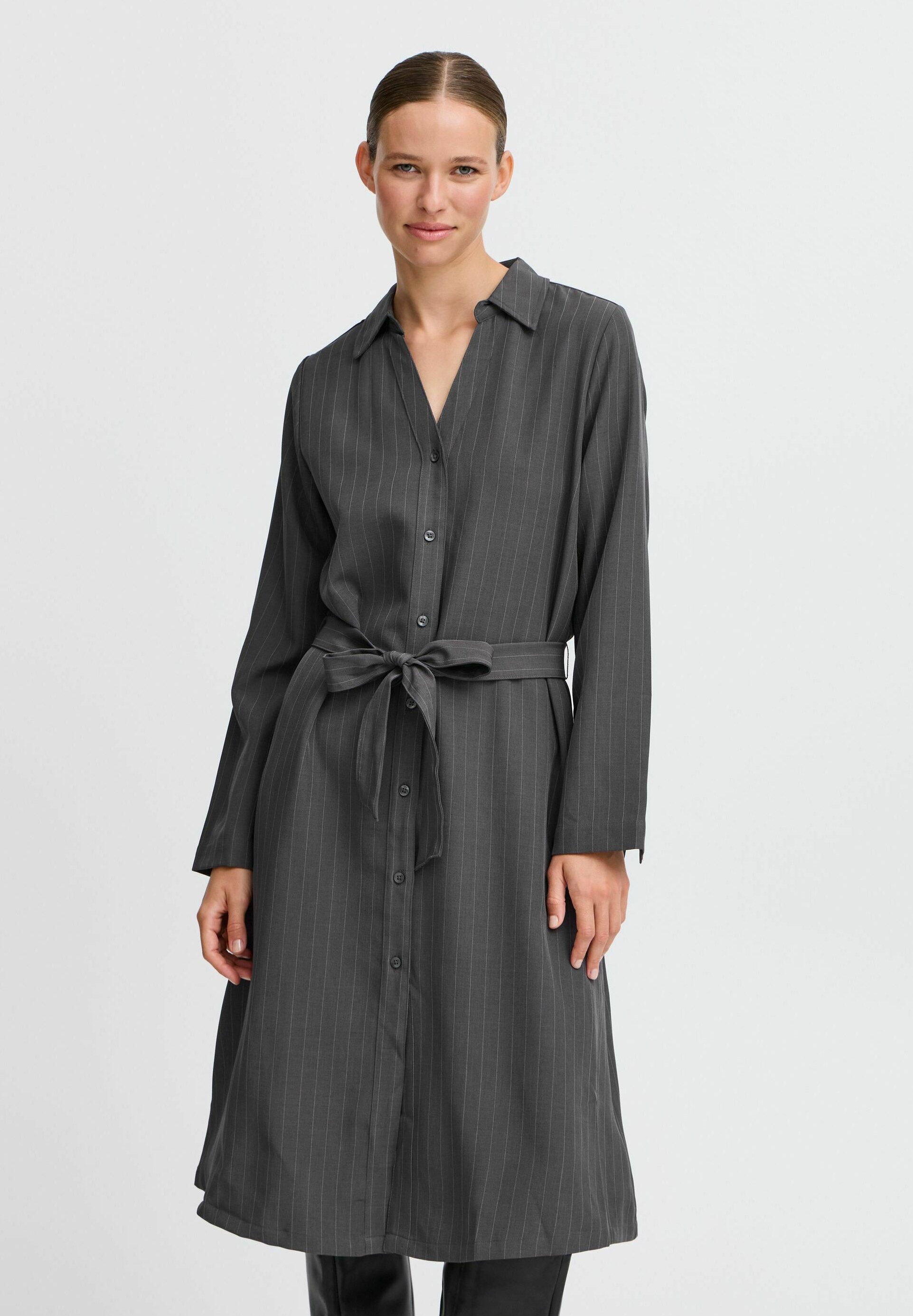 b.young BYMMMIDDE SHIRT DRESS - Shirt dress - dark grey mel pinstripe mix/ grey - Zalando.ie