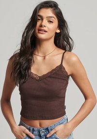 Superdry & Co TRIM CAMI - Top - dark chocolate brown