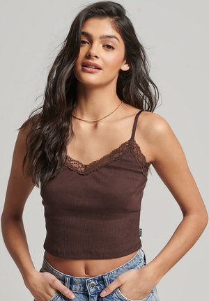 Superdry & Co TRIM CAMI - Top - dark chocolate brown