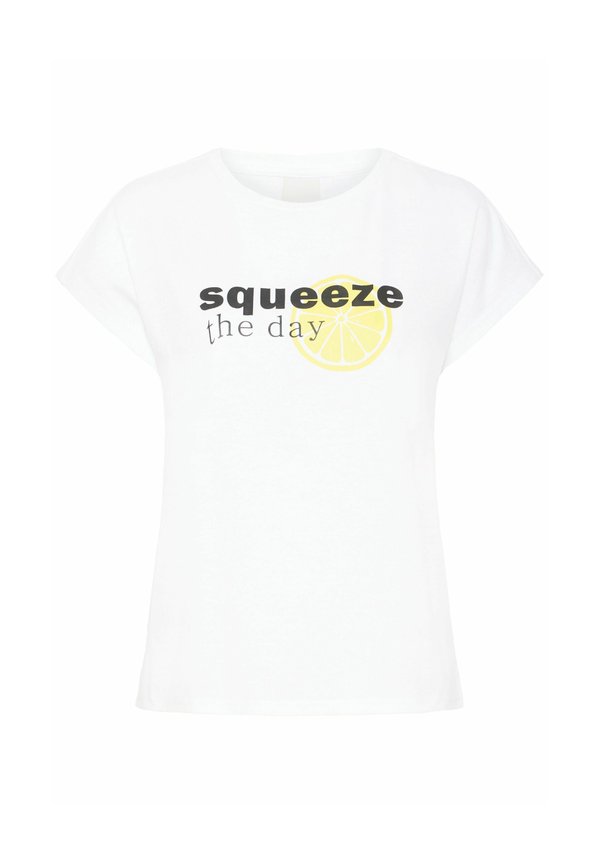 IXJANET - Print T-shirt - cloud dancer w lemon3