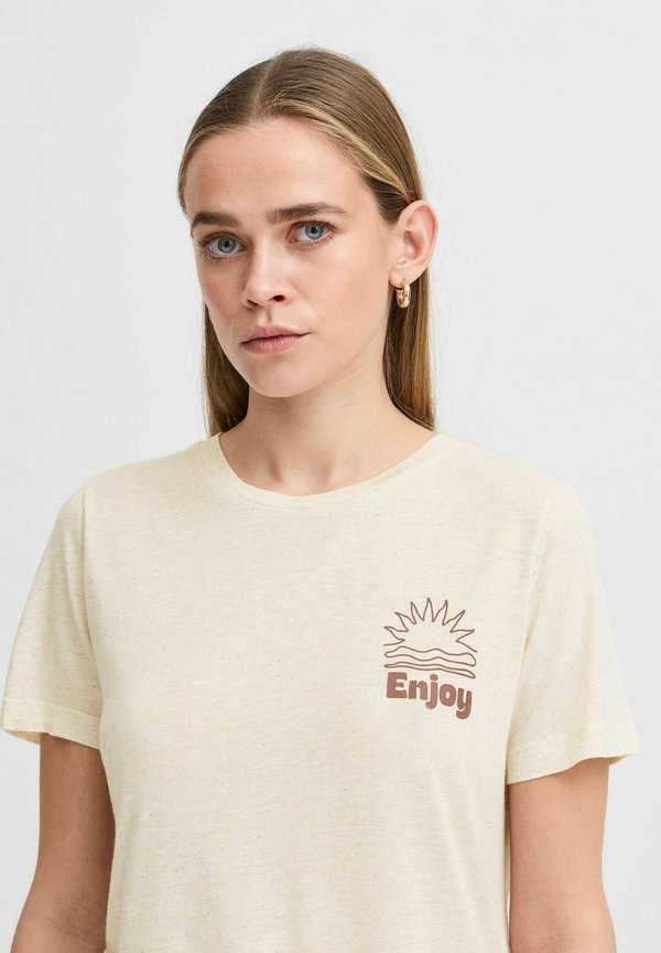 IHOHANA - Print T-shirt - sandshell melange3