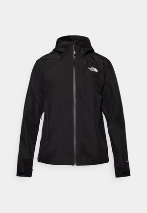 Černá vodotěsná bunda s kapucí, předním zipem, elastickými manžetami a malou náprsní kapsou. Obsahuje bílé logo The North Face.