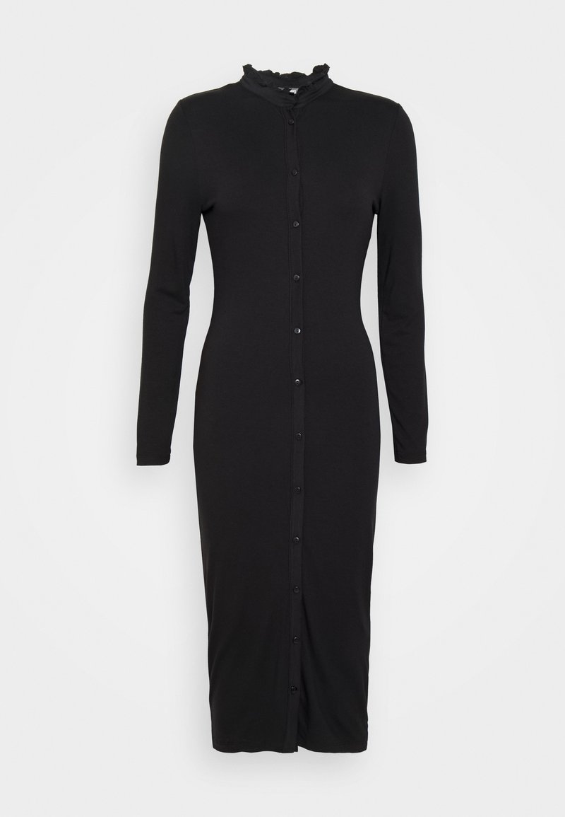Missguided Petite LONG SLEEVE BUTTON DOWN MIDI DRESS - Vestido de malha - black