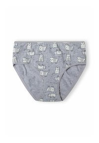 Slip grigio in cotone con un divertente motivo di gatti in bianco e nero. Tessuto morbido con elastico in vita per il massimo comfort.