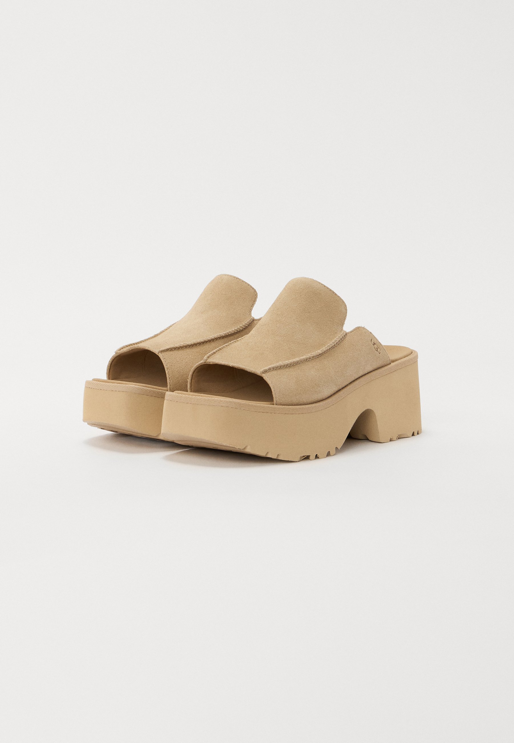 UGG NEW HEIGHTS SLIDE - Wedge sandals - mustard seed/sand - Zalando
